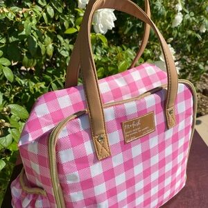 Pink Checkered Insulated Lunch Tote